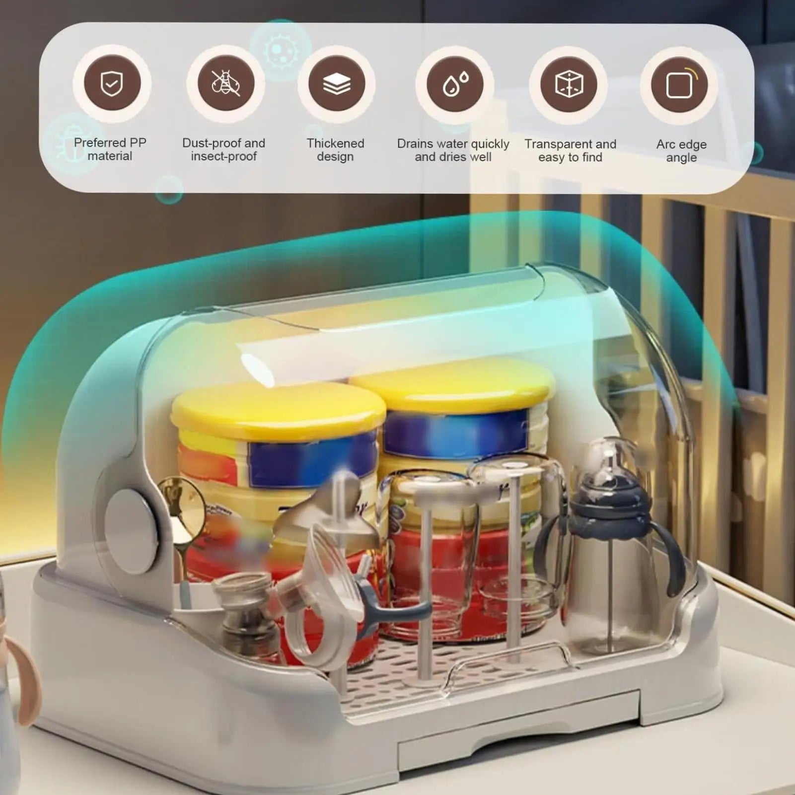 Égouttoir à Biberons avec Couvercle – Séchage Hygiénique