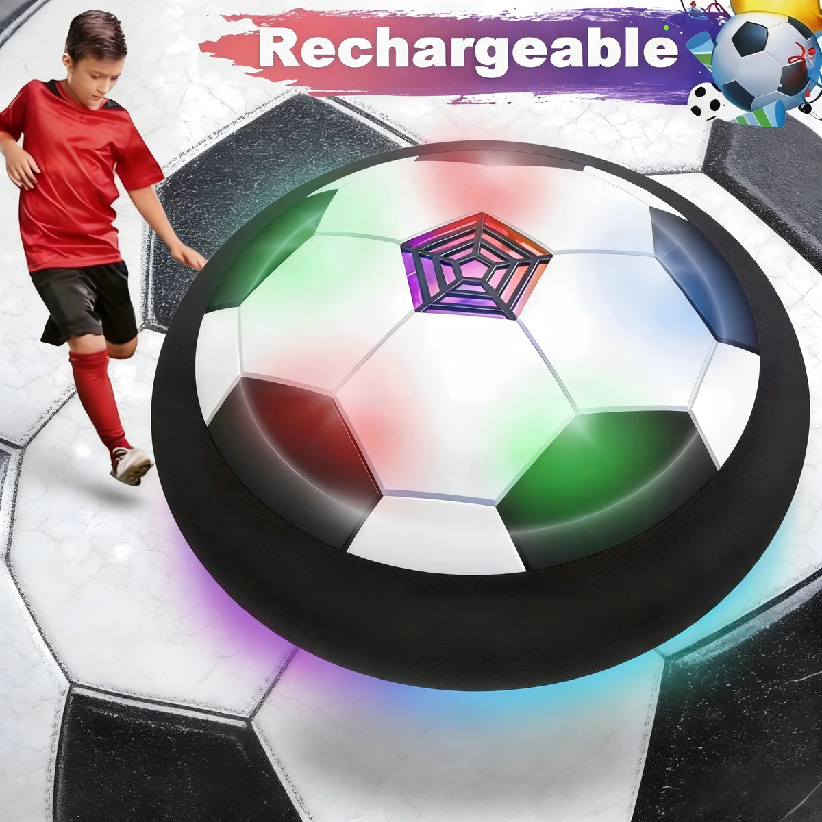 Generic Ballon de Football Flottant à LED, Pare-chocs en Mousse Sûr, Football Flottant Interactif pour Enfants, Jeu Intérieur et Extérieur (BLACK Generic Ballon de Football Flottant à LED, Pare-chocs en Mousse Sûr, Football Flottant Interactif pour Enfants, Jeu Intérieur et Extérieur (BLACK
